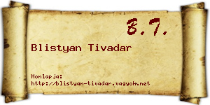 Blistyan Tivadar névjegykártya